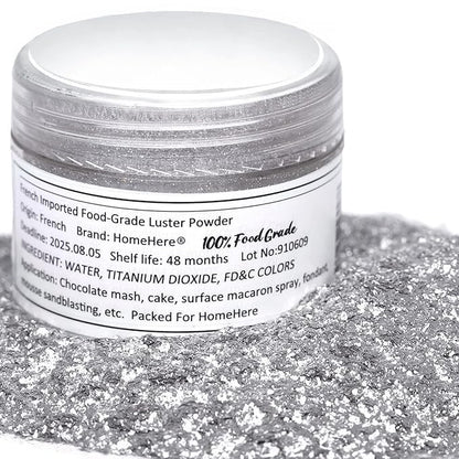 HomeHere Edible Luster Dust Food-Grade Glimmer Powder Glitter for Cake Decorating 7g, Disco Diamond Dust, Edible Sprinkle Glitter for Cocktails Drinks Baking Candy Dessert Chocolate Vegan Tasteless
