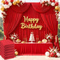30ftx10ft Red Backdrop Curtains for Parties, Wrinkle Free 6 Panels 5x10ft Silky Photo Backdrop Drapes Back Drop Cloth for Wedding Birthday Photography Baby Shower Background Decor