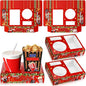 Faccito 36 Pcs Movie Night Snack Trays Movie Theater Snack Boxes Night Supply Disposable Paper Holder Tray for Popcorn Food Candy Drink Party 8 x 6 Inch(Red Green,Holly Style)