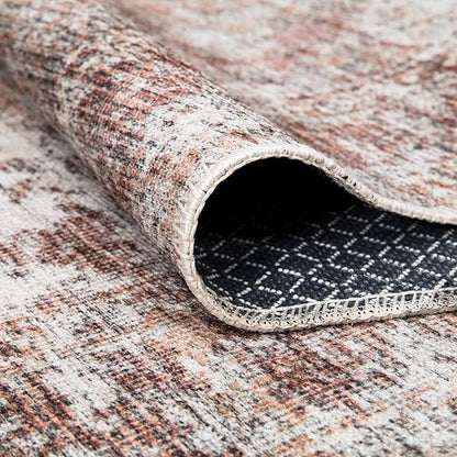 Bloom Rugs Washable Non-Slip 7 ft Runner - Ivory/Blush Traditional Runner for Entryway, Hallway, Bathroom, and Kitchen - Exact Size: 2.5' x 7'