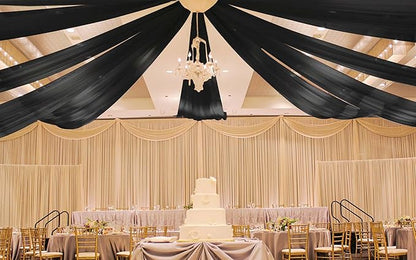 6 Panels Black Ceiling Drapes for Wedding 5ftx10ft Ceiling Drapes Wedding Arch Draping Fabric Cheesecloth Sheer Curtain Romantic Ceiling Decorations for Weddings Party Banquet Ceremony Stage