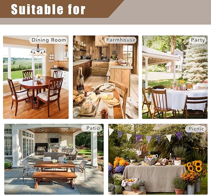 Fitable Square Faux Linen Tablecloths 2 Pack, Faux Burlap Fabric Table Covers for 4 Ft Card/Coffee Table, Holiday Kitchen Dining, Party, Farmhouse (Khaki, 54 x 54 Inch)
