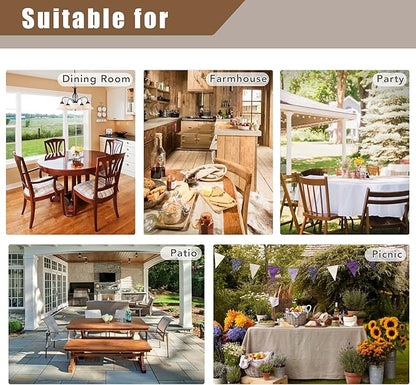Fitable Linen Textured Tablecloths 2 Pack, Faux Burlap Rectangle Table Clothes for 8 Foot Tables, Flax Holiday Table Covers for Vendor Events, Party, Wedding, Farmhouse (Khaki, 54 x 120 Inch)