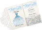 DORIS HOME 50pcs Laser Cut Quinceanera Invitations Silver Glitter, 4.7x7.1 Personalized Quince Invitations for 15th Birthday, Invitation cards for Sweet 16 with Envelopes