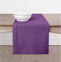 Solino Home Linen Table Runner 120 Inches Long - Classic Hemstitch 100% Pure Linen Purple Dining Table Runner 14 x 120 Inch for Fall, Autumn, Halloween, Thanksgiving, Holiday