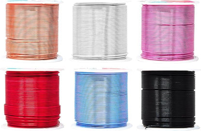 Mandala Crafts 18 Gauge Anodized Aluminum Craft Wire for Jewelry Making - 450 FT Colored Flexible Silver Copper Black Pink Ice Blue Red Wire - Bendable for Bonsai Armature Crafting Sculpting