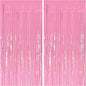 2 Pack Foil Curtain Pink Backdrop Streamers Metallic Tinsel Fringe Curtains Photo Booth Props for Birthday Wedding Engagement Bachelorette Christmas Holiday Celebration Party Decorations