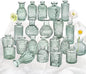 Green Glass Bud Vase Set of 22, Small Vases for Flowers, Clear Glass Vases for Centerpieces, Mini Bud Vases in Bulk Rustic Wedding Decorations, Centerpieces, Vintage Look Home Table Flower Decor