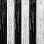 2 Pack Black and Silver Tinsel Foil Fringe Curtains, Black White Party Decorations, Metallic Tinsel Party Streamers Backdrop for New Years Birthday Christmas Graduation Decorations