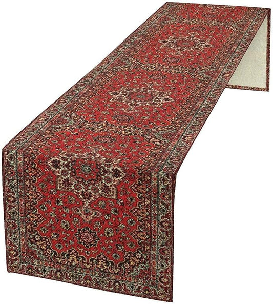 Vintage Boho Red Table Runner,Elegant Mid Century for Home Farmhouse Kitchen Table Dining Coffee Room Garden Party Wedding Decor 13x108in