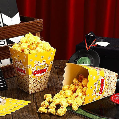 Panelee 100 Pack Popcorn Boxes for Movie Night 24oz Popcorn Disposable Paper Bucket Bags Bulk Snack Container Cups Holder for Christmas Party Carnival