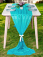 MDS Halloween Chiffon Table Runner - 20 Pack, 29 x 170 Inches, 14ft Each - Sheer Spooky Table Runners for Haunted House Parties, Trick-or-Treat Tables, Witchy Décor, Wedding & Events - Peacock Blue