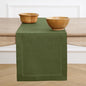 Solino Home Linen Olive Table Runner 144 Inches Long - 100% Pure Linen Extra Long Table Runner 14 x 144 Inch for Fall, Autumn, Thanksgiving - Classic Hemstitch