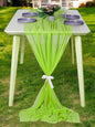 MDS 15 Pack 10ft Chiffon Table Runner 29 x 120 Inches Sheer Wedding Runner Romantic Rustic Table Runner for Wedding Decorations, Birthday Parties, Bridal Shower Party Arch Decor - Parrot Green