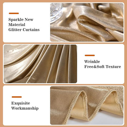 10x10ft Thick Champagne Glitter Backdrop Curtain Panels for Parties, Wrinkle Free Sequin Sparking Photo Backdrop Drapes, 2 Panels 5x10ft Shimmer Back Drop Cloth for Wedding Birthday Photography