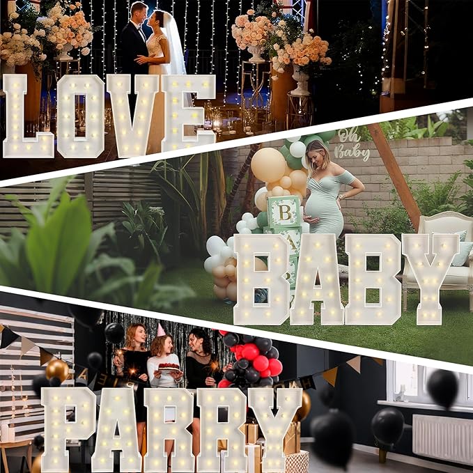 Marquee Light Up Letters: 3FT Large Decorative Signs for Party Decorations Baby Shower Birthday Wedding Engagement Anniversary, 3 Feet Tall Pre-Cut DIY Foamboard Letter U - Easy to Assemble