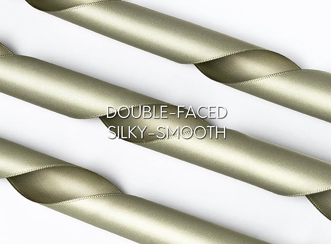 Sage Green Satin Ribbon 1-1/2 Inch x 50 Yards Double-Faced Ribbons for Gift Wrapping Crafts Flower Bouquet Wedding Paper Bows Invitations