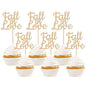 24 PCS Fall in Love Cupcake Toppers Glitter Fall Theme Bridal Shower Cupcake Picks for Autumn Wedding Engagement Anniversary Birthday Bridal Shower Party Cake Decorations Supplies Champagne Gold