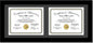 Creative Picture Frames 8X18Bk-B Black Horizontal Double Diploma Frame With 2 Opening Black Matting | Holds 2-6X8-Inch Documents With Installed Wall Hanger