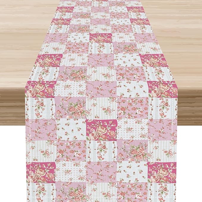 Boho Patchwork Table Runner, Vintage Farmhouse Colorful Wildflowers Bohemian Paisley Flower Table Center Decor for Home Kitchen Dining Patio Holiday Party Indoor Table Decorations, 13"x108" Inch
