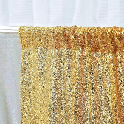 Poise3EHome Gold Backdrop Curtain, 6FT x 8FT Sequin Backdrop, Sequin Curtains for Party Wedding Sequence Backdrop