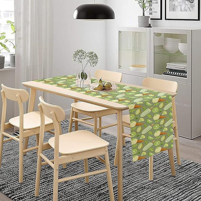 Summer Ice Cream Popsicles Table Runner, Watercolor Green Kiwi Seasonal Fruit Sweet Dessert Dinner Runner for Party Holiday Home Kitchen Dining Table Decor 13"x120"