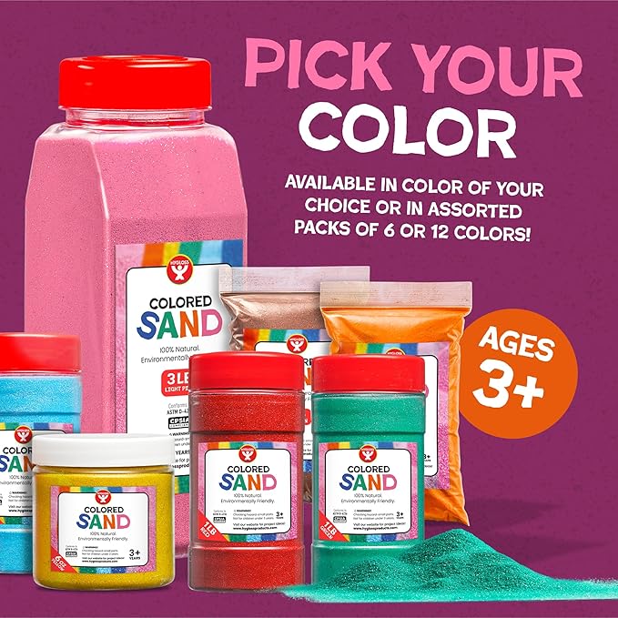 Hygloss Colored Sand for Crafts – 3 lb Bottle, Magenta – Vibrant Colorful Fine Sensory Play Sand Art Kits for Kids – Classroom Activities for Children 3 4 5 6 7 8 9 10 11 12 – Safe for Ages 3+