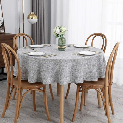 maxmill Flaxy Faux Linen Tablecloth with 2-Tone Slubby Texture Wrinkle Resistant Anti-Shrink Soft Table Cloth for Kitchen Dining Restaurant Tabletop for Event Dinner Round 70 Inch Light Gray