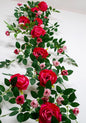6FT Bendable Rose Flower Garland, Realistic Artificial Wild Rose Vine Flowers with 3D Butterflies Hanging for Indoor Outdoor Wall Trellis Fence Porch Home Room Balcony Fireplace Decor (Fuchsia 2pcs)