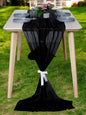 MDS Halloween Chiffon Table Runner - 10 Pack, 29 x 170 Inches, 14ft Each - Sheer Spooky Table Runners for Haunted House Parties, Trick-or-Treat Tables, Witchy Décor, Wedding & Events - Black