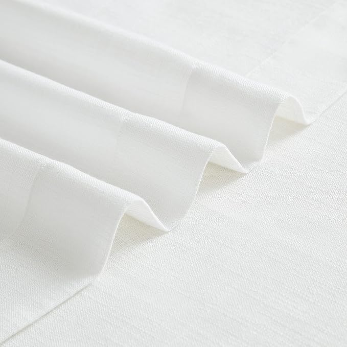 Vision Home White Pinch Pleated Semi Sheer Curtains Textured Light Filtering Window Curtains 112 inch for Living Room Bedroom Rayon Blended Pinch Pleat Drapes with Hooks 2 Panels 40" Wx112 L