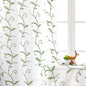 VISIONTEX Embroidered Green Sheer Voile Curtains, Leaves Embroidery Faux Linen Rod Pocket Window Drapes for Living Room and Girls Bedroom 54 x 63 Inch, Set of 2 Curtain Panels
