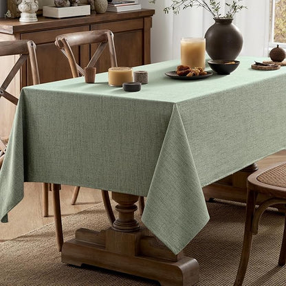 MIULEE Sage Green Linen Tablecloth 60x84 Inch Rectangle Table Cloth Waterproof,Stain Resistant & Wrinkle Resistant for Dining Party Wedding