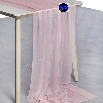 MDS 2 Pack 14ft Chiffon Table Runner 29 x 170 Inches Sheer Wedding Runner Romantic Rustic Table Runner for Wedding Decorations, Birthday Parties, Bridal Shower Party Arch Decor - Blush Pink
