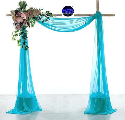 MDS Halloween Chiffon Draping Fabric - 2 Panel, 30" Wide x 50ft Long - Sheer Spooky Arbor & Canopy Drapery for Haunted House Backdrops, Party Ceilings, DIY Costumes & Themed Events - Peacock Blue