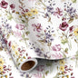 RUSPEPA Floral Wrapping Paper Roll Women Girls, Mini Roll, Watercolor Wild Flower with Delicate Leaf Gift Wrap Paper for Wedding, Birthday, Mother's Day, Spring, Bridal Shower, 17 Inch X 16.4 Feet