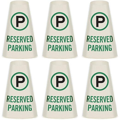 SmartSign 6-Pack 'Reserved Parking' Reflective Cone Message Sleeve Collar with Symbol, 360-Degree Visibility, Vinyl Signs for Traffic Safety Cones, 3-Side Print [Cone Not Included]