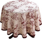 ISAENNE Designer Vintage Linen Round Tablecloth,Red Floral Pattern Linen Stain Resistant Table Cloth,Decor Tablecloths for Dining Thanksgiving Kitchen Christmas,Diameter 67"-Harmony