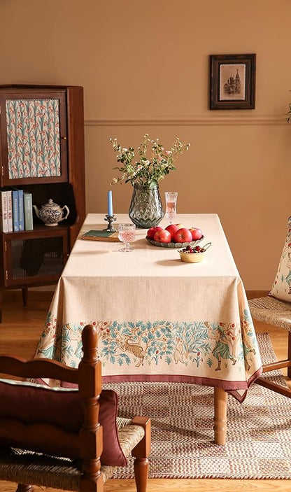 patdrea Designer Vintage French Square Tablecloth,Breathable Anti-Wrinkle Linen Trees Pattern Table Cloth,Decoration Table Cover for Kitchen Dining Christmas,Thanksgiving,67"x67"-Tatiana D
