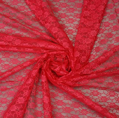 MDS Pack of 25 Wedding 12 x 108 inches Lace Table Runner for Wedding, Decorations for Birthday Parties, Banquets, Graduations, Engagements, and Runners fit Rectangle, Round Table- Red