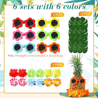 6 Sets Hawaiian Table Centerpieces Pineapple Luau Party Table Decorations Tropical Decor for Beach Summer Party