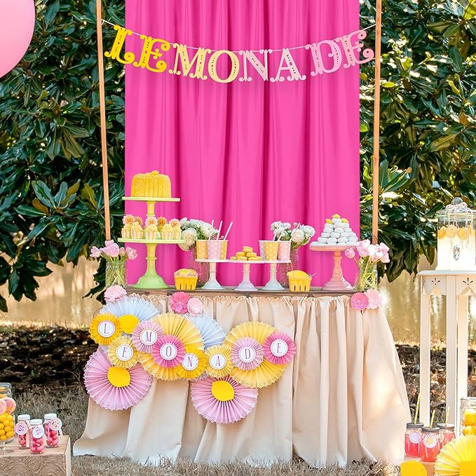 DWCN 10x7 FT Backdrop Curtains for Parties, Photography Backdrop Drapes with Rod Pockets for Wedding Decorations Stage Birthday Family Gatherings, 2 Panels 5ft x 7ft, Fuchsia