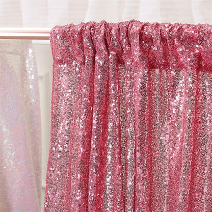 Eternal Beauty Fuchsia Pink Sequin Backdrop, 10x10 Ft Glitter Background Curtains for Shimmer Photography Party Wedding Birthday Back Drop Decor