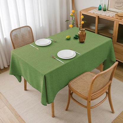 NLMUVW Olive Green Tablecloth Rectangle, Linen Table Cloth Water Resistant Textured Natural Farmhouse Table Cover for Kitchen Dining Coffee, 54 x 78 Inch
