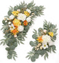Wedding Sign Faux Flower Swag (Pack of 2) for Ceremony Party Reception Entrance Floral Decor Wall Easel Stand for Wedding Poster Welcome Sign (Bright Yellow)