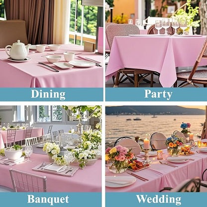 VidaFete Tablecloth 2 Pack 90 * 156inch Rectangle Table Cloth Polyester, Stain Wrinkle Resistant Polyester Dining Table Cover for Kitchen Dinning Party Wedding Rectangular Buffet Decoration(Pink)
