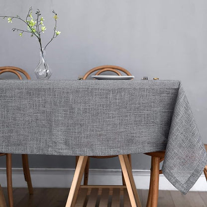 maxmill Flaxy Faux Linen Table Cloth with 2-Tone Slubby Texture Wrinkle Resistant Anti-Shrink Soft Tablecloth for Kitchen Dining Tabletop for Banquet Parties Rectangle 60 x 140 Inch Charcoal