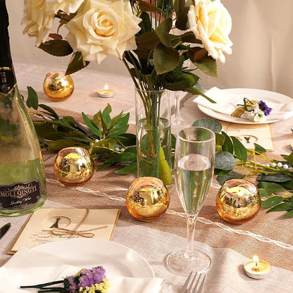 Homemory 36 Pcs Gold Votive Candle Holders, Round Mercury Glass Candle Holder, Tealight Candle Holders for Table Centerpieces, Baby Shower,Anniversary, Wedding, Home Decor, Halloween, Christmas