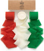 Vitalizart Christmas Handmade Chiffon Silk Ribbon Fringe 1.5" x 21 Yd Frayed Edges Ribbons for Wedding Invitations Bridal Bouquets Gifts Wrapping Crafts Holiday Decorations Red Green White