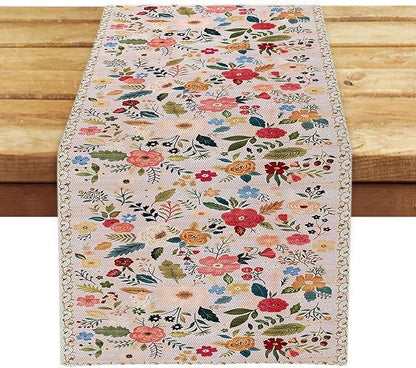 OYIMUA Boho Floral Summer Table Runner 13 x 72 Inches Colorful Flower Runners for Tables Rustic Spring Decorations for Home Indoor Outdoor Party Decor